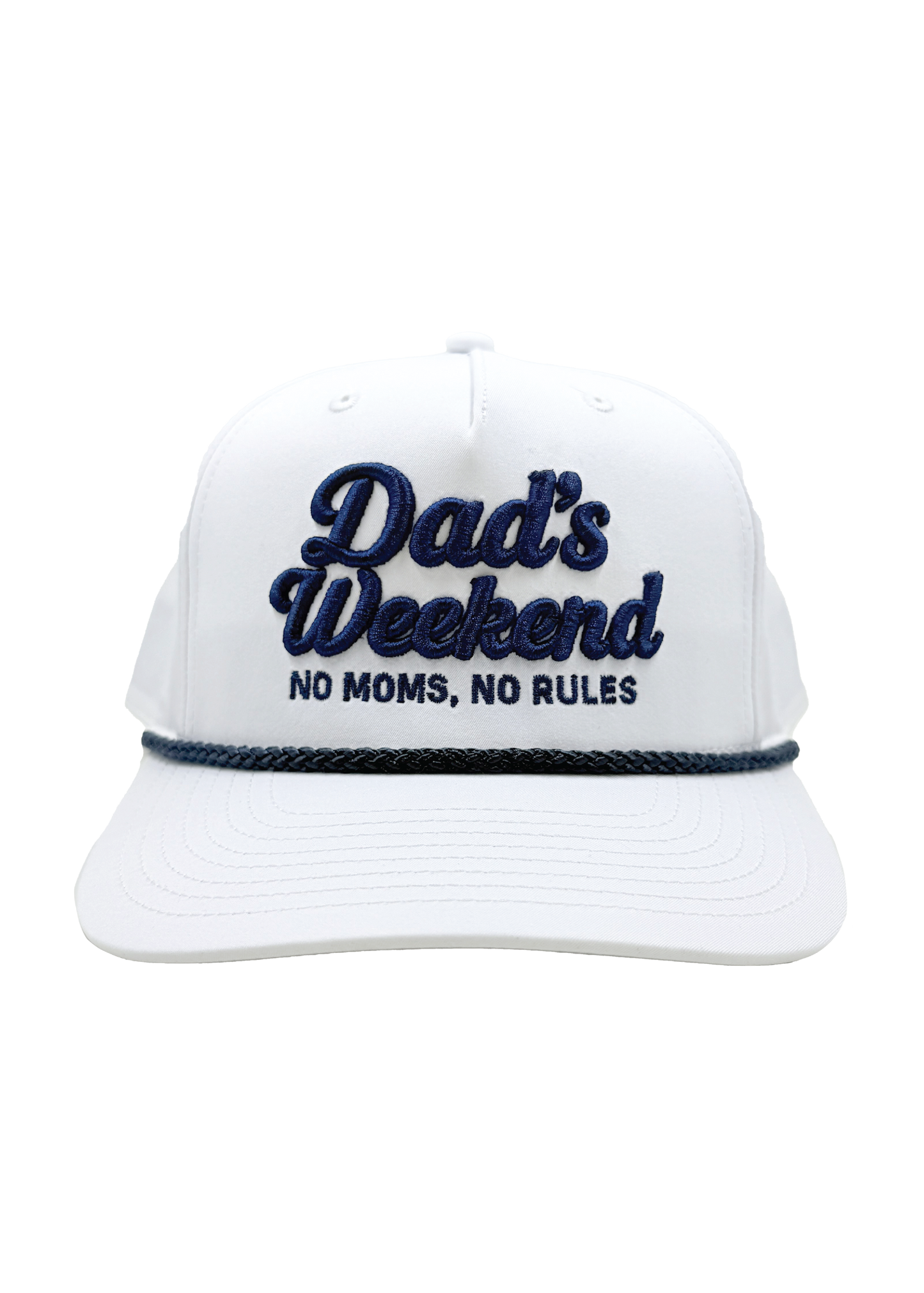 No Moms, No Rules Rope Hat - White/Navy