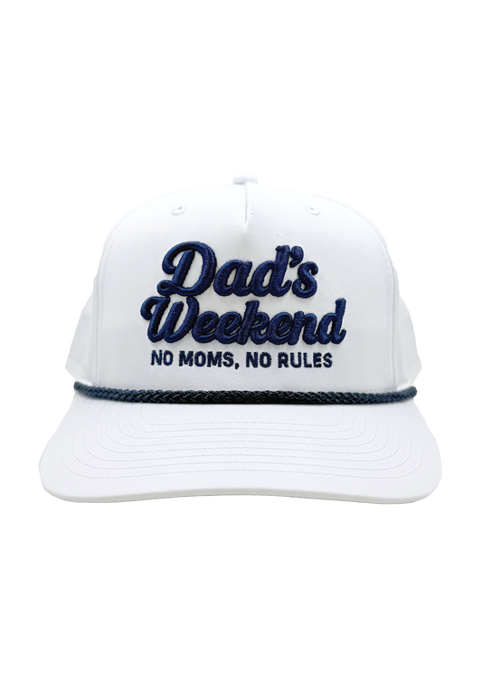 No Moms, No Rules Rope Hat - White/Navy